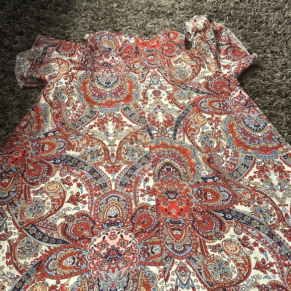 RED PAISLEY OFF THE SHOULDER DRESS SIZE 2X NEW - Picture 5 of 5